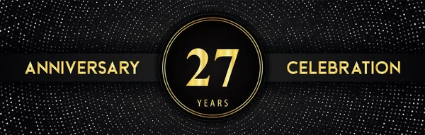 Years Anniversary Celebration Circle Frame Dotted Line Isolated Black Background — ストックベクタ