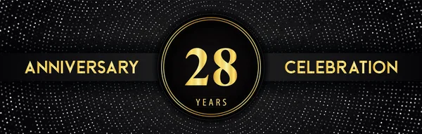 Years Anniversary Celebration Circle Frame Dotted Line Isolated Black Background — Stok Vektör
