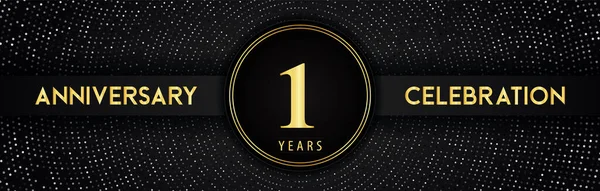 Years Anniversary Celebration Circle Frame Dotted Line Isolated Black Background — 图库矢量图片