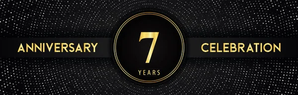 Years Anniversary Celebration Circle Frame Dotted Line Isolated Black Background — Stockový vektor