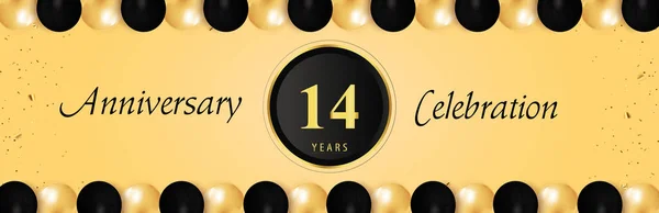 Years Anniversary Celebration Gold Black Balloon Borders Isolated Yellow Background — Stockvector