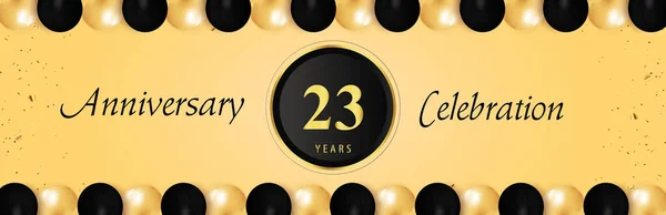 Years Anniversary Celebration Gold Black Balloon Borders Isolated Yellow Background — Vetor de Stock