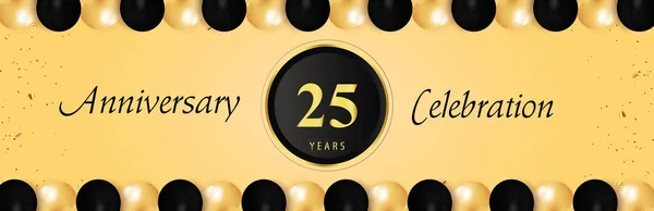 Years Anniversary Celebration Gold Black Balloon Borders Isolated Yellow Background — Vetor de Stock