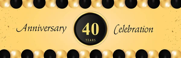 Years Anniversary Celebration Gold Black Balloon Borders Isolated Yellow Background — Stockvector