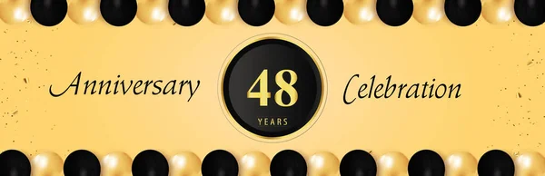 Years Anniversary Celebration Gold Black Balloon Borders Isolated Yellow Background — Stock Vector