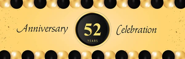 Years Anniversary Celebration Gold Black Balloon Borders Isolated Yellow Background — Stock vektor