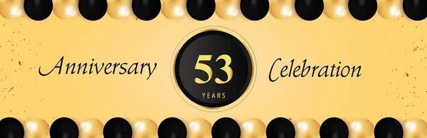 Years Anniversary Celebration Gold Black Balloon Borders Isolated Yellow Background — ストックベクタ