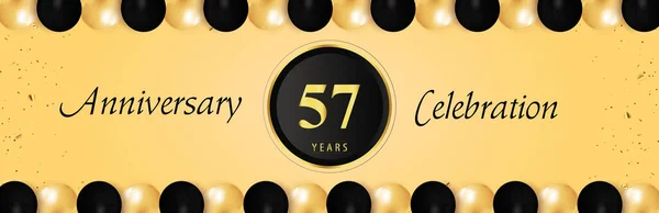 Years Anniversary Celebration Gold Black Balloon Borders Isolated Yellow Background — ストックベクタ