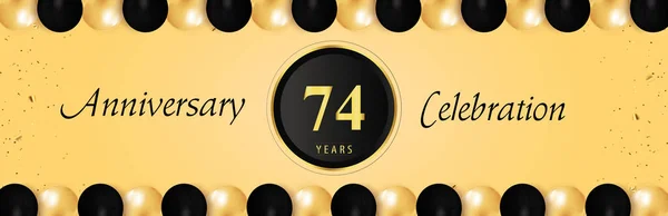 Years Anniversary Celebration Gold Black Balloon Borders Isolated Yellow Background — Vetor de Stock