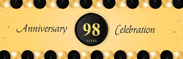 Years Anniversary Celebration Gold Black Balloon Borders Isolated Yellow Background — Stock Vector