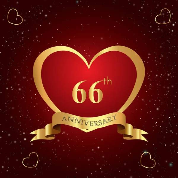 Ans Anniversaire Célébration Logo Avec Coeur Rouge Ruban Isolé Sur — Image vectorielle