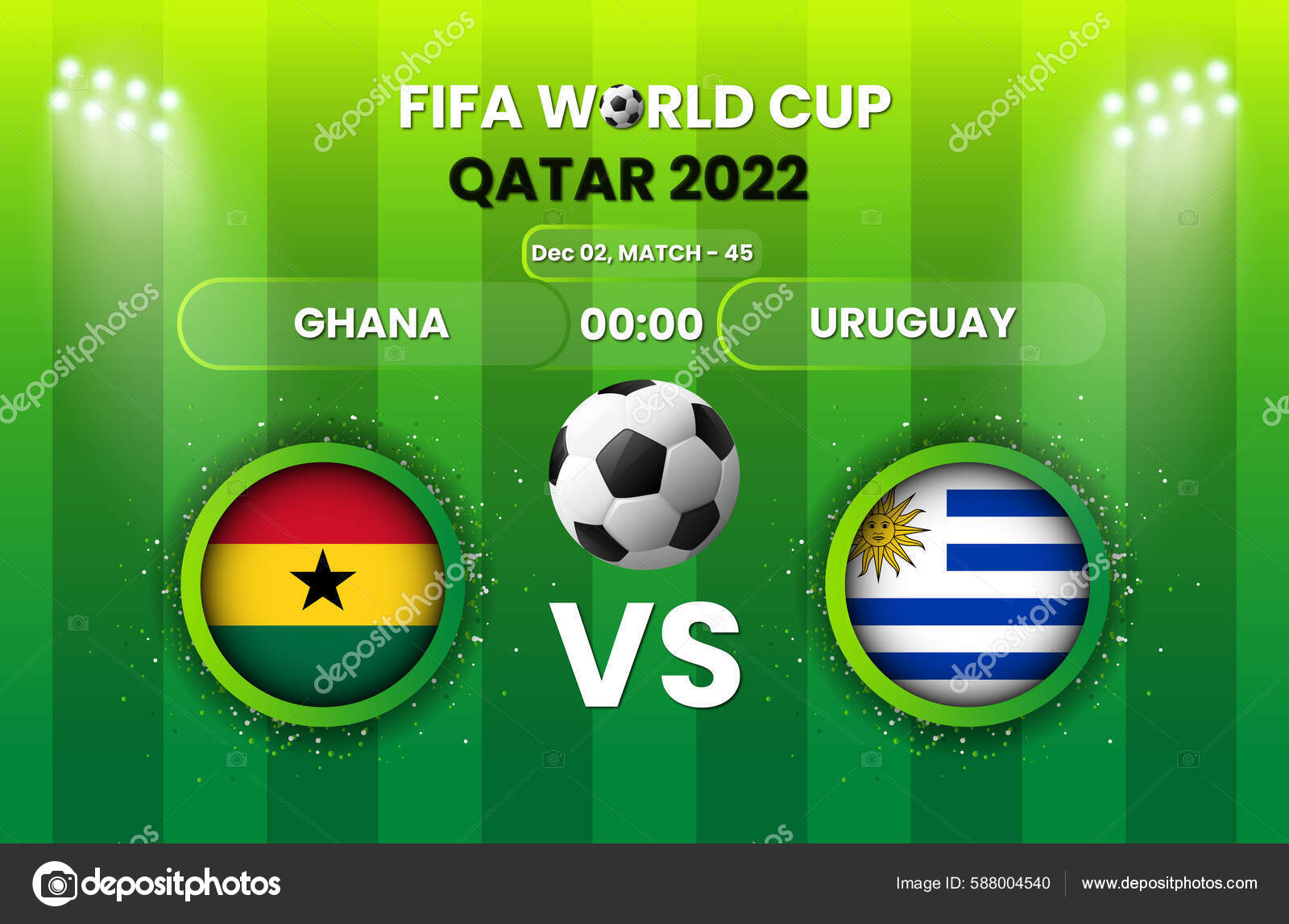 Ghana Uruguay Football Soccer Match Fifa World Cup 2022 Football Stock Vector by ©vectonations 588004540