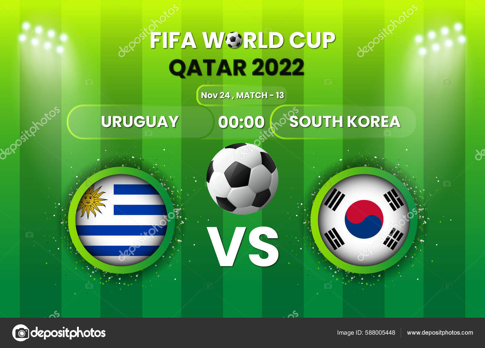 Uruguay South Korea Football Soccer Match Fifa World Cup 2022 Stock Vector by ©vectonations 588005448
