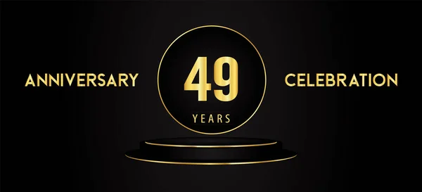 Years Anniversary Celebration Logotype Black Golden Podium Pedestal Isolated Black — Vettoriale Stock