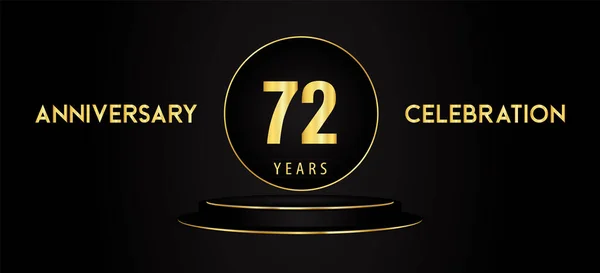 Years Anniversary Celebration Logotype Black Golden Podium Pedestal Isolated Black — Stockvector