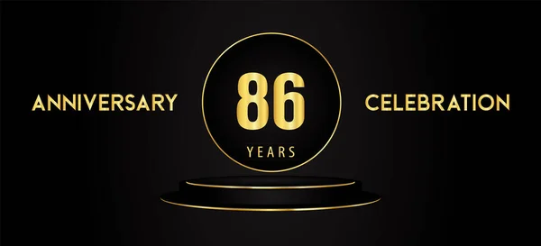 Years Anniversary Celebration Logotype Black Golden Podium Pedestal Isolated Black — ストックベクタ