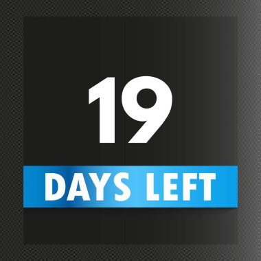 Şablon tasarım vektörünün bitmesine 19 gün kaldı. Takvim satış promosyonu için en iyi tasarım, sayım zamanı satışı, Kont zamanlayıcı simgesi, Geri sayım sol gün pankartı.