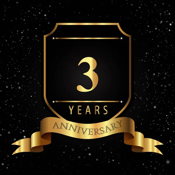 Jahre Golden Anniversary Logo Mit Goldenem Schild Und Band Auf — Stockvektor