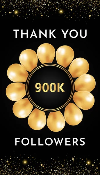 Thank You 900K 900 Thousand Followers Gold Balloon Circle Frames — Stockový vektor