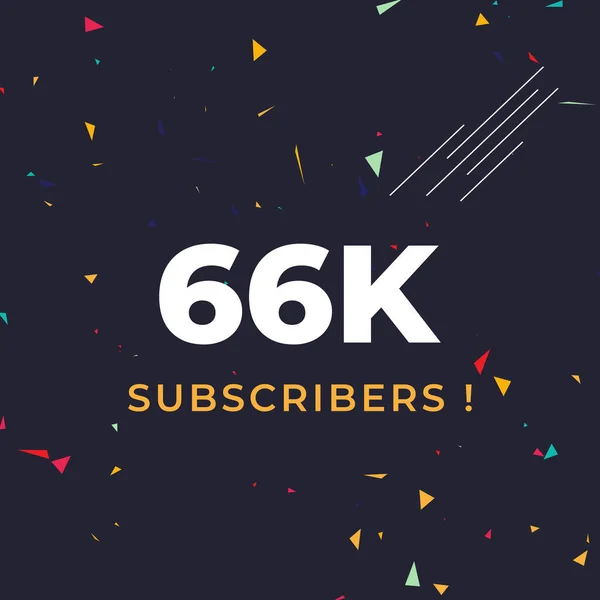 Thank You 66K Thousand Subscribers Colorful Confetti Background Premium Design — ストックベクタ