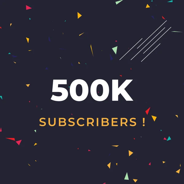 Dank 500K 500 000 Abonnees Met Kleurrijke Confetti Achtergrond Premium — Stockvector