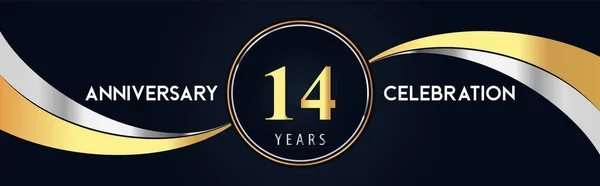 Years Anniversary Celebration Logo Design Gold Silver Creative Shape Black — 图库矢量图片