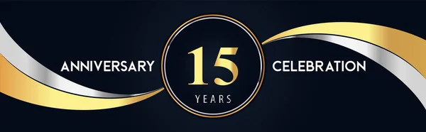 Years Anniversary Celebration Logo Design Gold Silver Creative Shape Black — Stock vektor