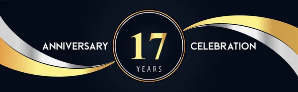 Years Anniversary Celebration Logo Design Gold Silver Creative Shape Black — 图库矢量图片