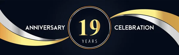 Years Anniversary Celebration Logo Design Gold Silver Creative Shape Black — Archivo Imágenes Vectoriales