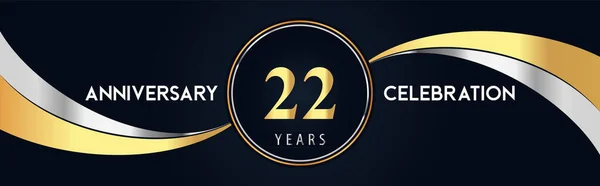 Years Anniversary Celebration Logo Design Gold Silver Creative Shape Black — Stock vektor