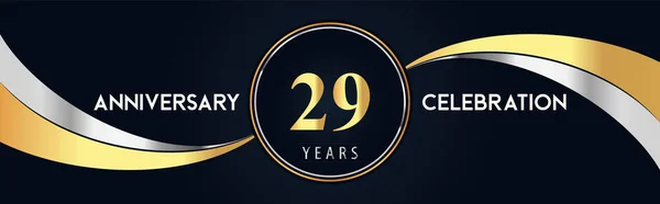Years Anniversary Celebration Logo Design Gold Silver Creative Shape Black — ストックベクタ
