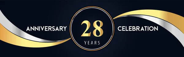 Years Anniversary Celebration Logo Design Gold Silver Creative Shape Black — ストックベクタ