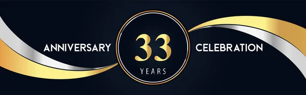 Years Anniversary Celebration Logo Design Gold Silver Creative Shape Black — Stock vektor