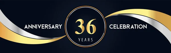 Years Anniversary Celebration Logo Design Gold Silver Creative Shape Black — Stock vektor