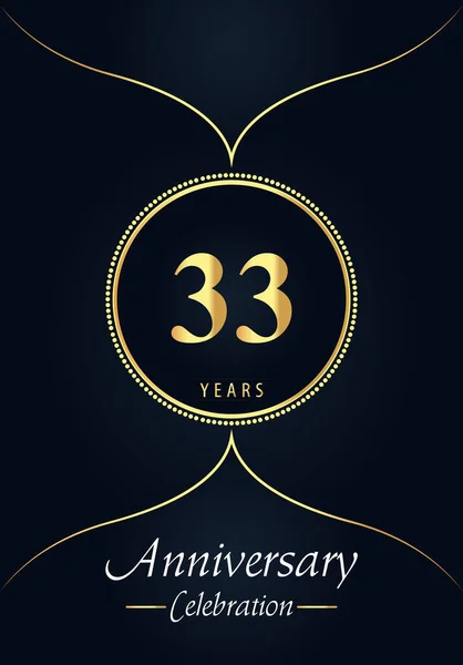 Yıllık Kutlama Logosu Altın Noktalı Daire Mavi Kömür Arka Planında — Stok Vektör