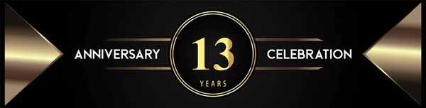 Years Anniversary Celebration Logo Gold Number Metal Triangle Shapes Black — 图库矢量图片
