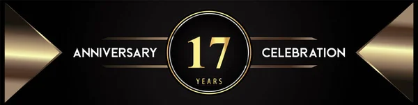 Years Anniversary Celebration Logo Gold Number Metal Triangle Shapes Black — Vetor de Stock