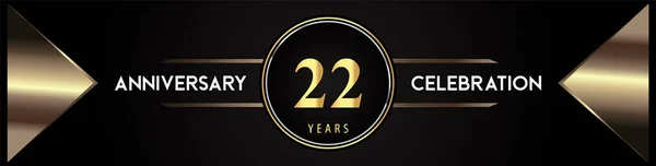 Years Anniversary Celebration Logo Gold Number Metal Triangle Shapes Black — ストックベクタ