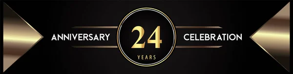 Years Anniversary Celebration Logo Gold Number Metal Triangle Shapes Black — ストックベクタ