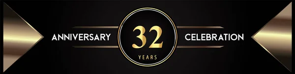 Years Anniversary Celebration Logo Gold Number Metal Triangle Shapes Black — ストックベクタ