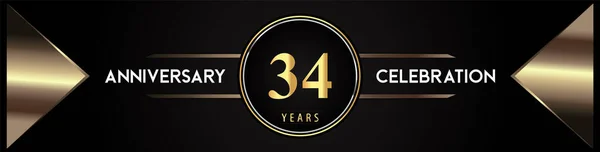 Years Anniversary Celebration Logo Gold Number Metal Triangle Shapes Black — Stok Vektör