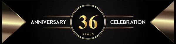 Years Anniversary Celebration Logo Gold Number Metal Triangle Shapes Black — Stockvektor
