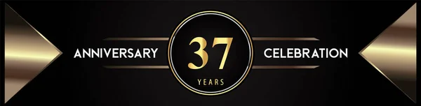 Years Anniversary Celebration Logo Gold Number Metal Triangle Shapes Black — 图库矢量图片