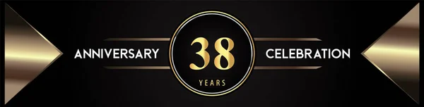 Logotipo Celebración Aniversario Años Con Número Oro Formas Triángulo Metal — Vector de stock