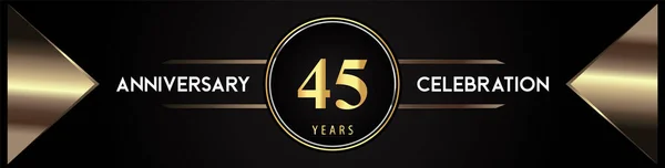 Years Anniversary Celebration Logo Gold Number Metal Triangle Shapes Black — Stock vektor