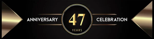 Years Anniversary Celebration Logo Gold Number Metal Triangle Shapes Black — Stock vektor