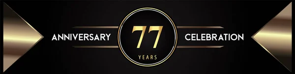 Years Anniversary Celebration Logo Gold Number Metal Triangle Shapes Black — 图库矢量图片