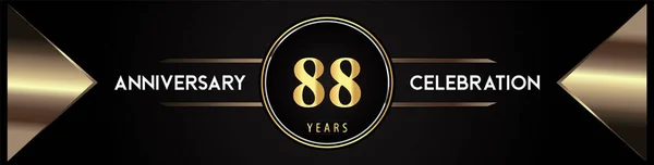 Years Anniversary Celebration Logo Gold Number Metal Triangle Shapes Black — Stockvektor