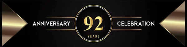 Years Anniversary Celebration Logo Gold Number Metal Triangle Shapes Black — Stockvector