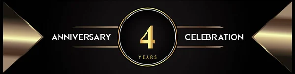 Years Anniversary Celebration Logo Gold Number Metal Triangle Shapes Black — Archivo Imágenes Vectoriales